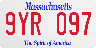 MA license plate 9YR097