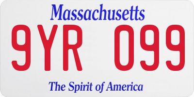 MA license plate 9YR099