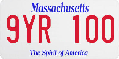 MA license plate 9YR100
