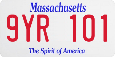 MA license plate 9YR101