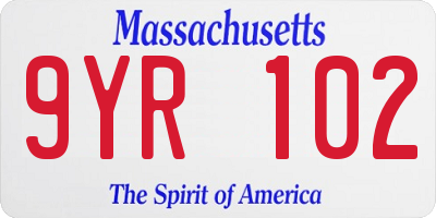 MA license plate 9YR102