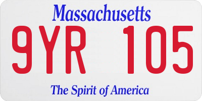 MA license plate 9YR105