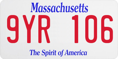 MA license plate 9YR106
