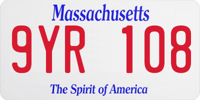 MA license plate 9YR108