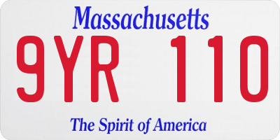 MA license plate 9YR110