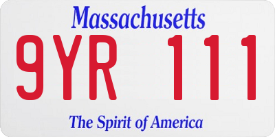 MA license plate 9YR111