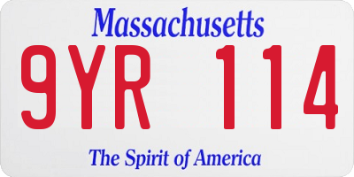 MA license plate 9YR114