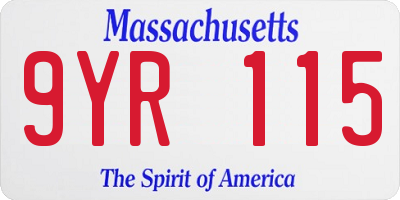 MA license plate 9YR115