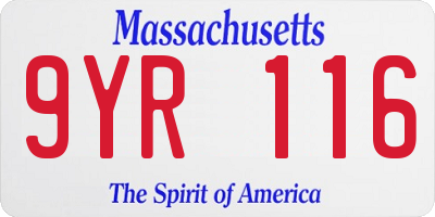 MA license plate 9YR116