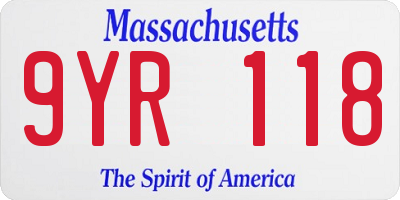 MA license plate 9YR118