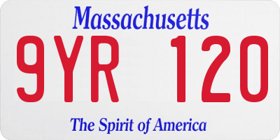 MA license plate 9YR120