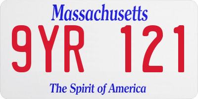 MA license plate 9YR121
