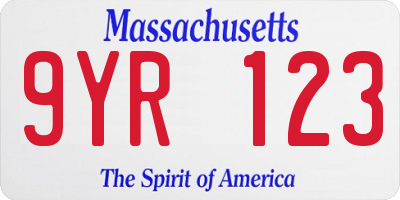 MA license plate 9YR123