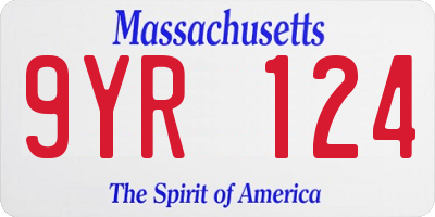 MA license plate 9YR124