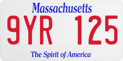 MA license plate 9YR125
