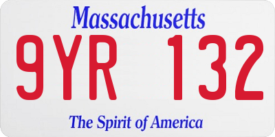 MA license plate 9YR132