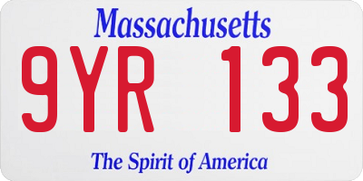 MA license plate 9YR133