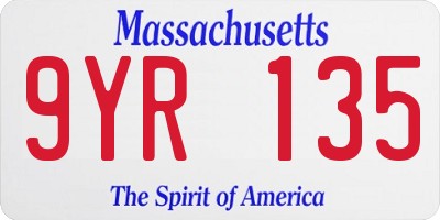 MA license plate 9YR135
