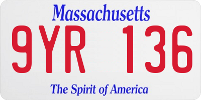 MA license plate 9YR136
