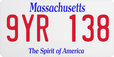 MA license plate 9YR138