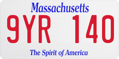 MA license plate 9YR140