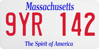 MA license plate 9YR142