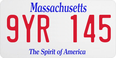 MA license plate 9YR145