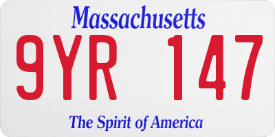MA license plate 9YR147