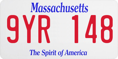 MA license plate 9YR148
