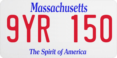 MA license plate 9YR150