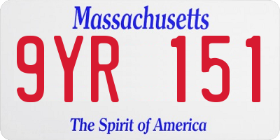 MA license plate 9YR151