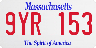 MA license plate 9YR153