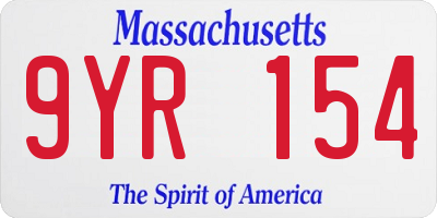 MA license plate 9YR154