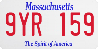MA license plate 9YR159