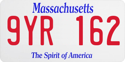 MA license plate 9YR162
