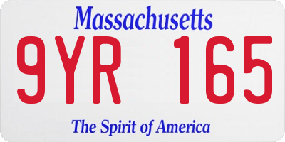 MA license plate 9YR165