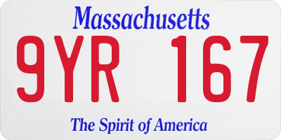 MA license plate 9YR167