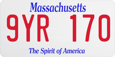MA license plate 9YR170