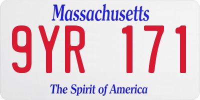 MA license plate 9YR171