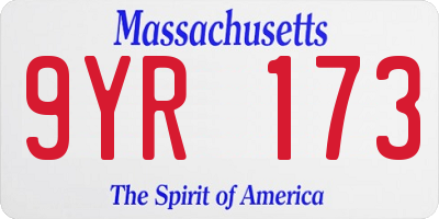 MA license plate 9YR173