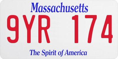 MA license plate 9YR174