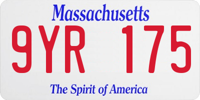 MA license plate 9YR175