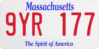 MA license plate 9YR177