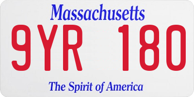 MA license plate 9YR180