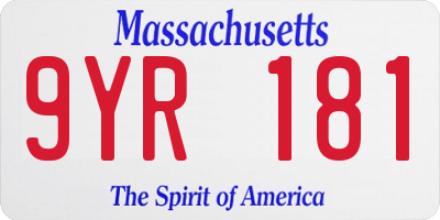 MA license plate 9YR181