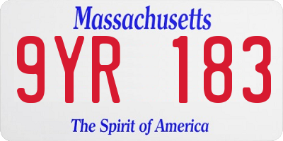 MA license plate 9YR183