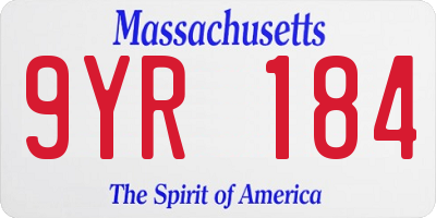 MA license plate 9YR184