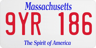 MA license plate 9YR186