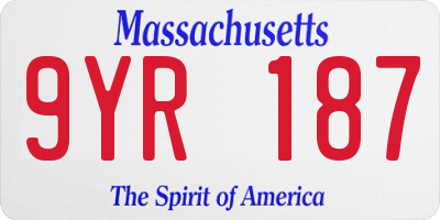MA license plate 9YR187