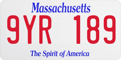MA license plate 9YR189
